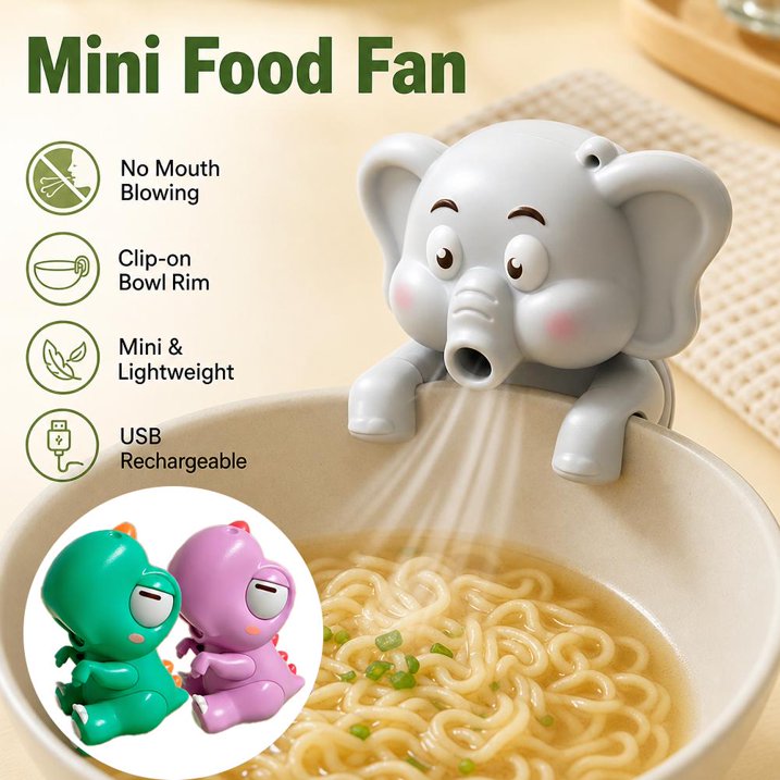 Cooling Clip-On Mini Fan for Cup & Bowl,Funny Elephant Animal Fans Coffee Chiller,Portable Hanging Mug Fan for Drinks,Desktop Beverage Cooling Companion for Hot Drinks Beverages Rice Food