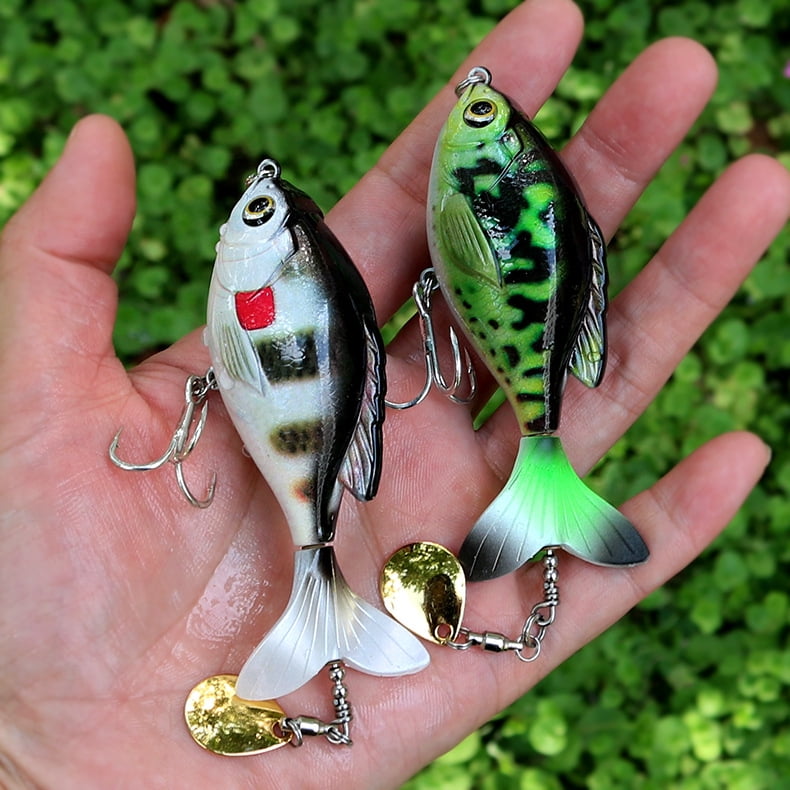 2PC Fishing Lures Jigs 16.9G Spiral Propeller Tractor Hard Bait Floating Water Pencil VIB Blood Slot Hook