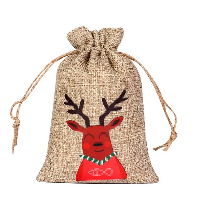 Bolsa de almacenamiento de dulces de Navidad, decoración de árbol de Navidad, medias de lino, bolsas de dulces de navidad, regalos de Papá Noel, Año Nuevo, 2023