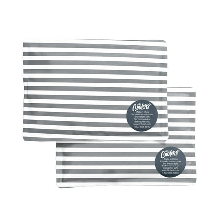 Cool Coolers by Fit & Fresh 2 Pack Soft Ice, Flexible, Reusable Ice Packs for Lunch Boxes & Coolers, Gray Stripe