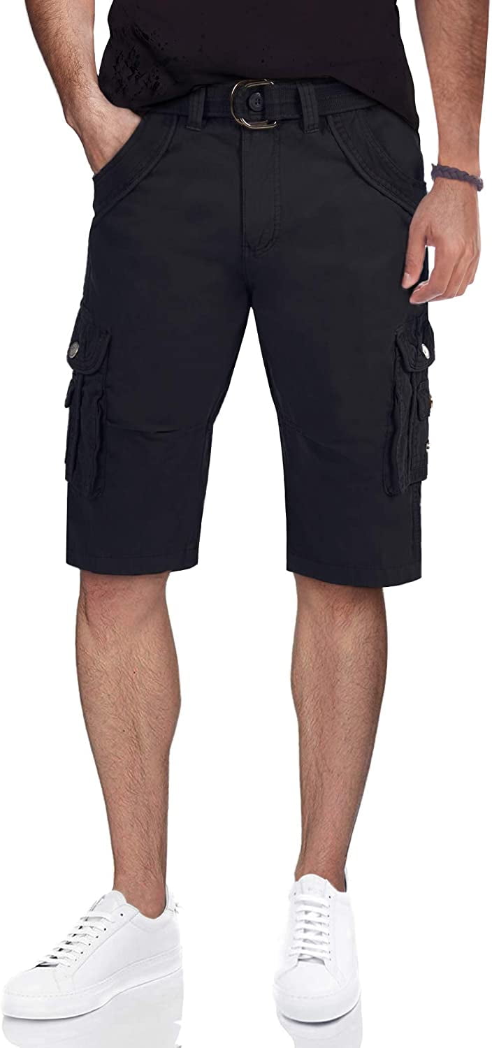 Mens Tactical Bermuda Cargo Shorts Camo and Solid Colors 12.5 Long Inseam Knee Length Classic Fit Multi Pocket