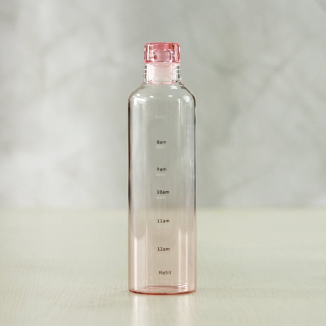 (pink)glass Tumbler Water Bottle for Home, Office or Car, Reusable Cup with Leak Resistant Flip Suitable gifts for family members