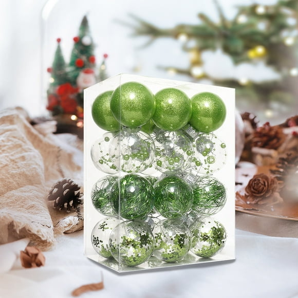 Ratfeit 24 Pack Shatterproof Clear Plastic Christmas Ball Ornaments Decorative Xmas Balls Baubles Set with Stuffed Delicate Decorations (80mm/3.14 inch)
