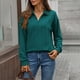 thumbnail image 2 of Camisas de vestir para mujer,Blusa de manga larga para mujer, cuello redondo, botones delanteros, camisa informal de color liso, tela de rayón suave, ideal para uso diario y en casa, sopatenor, 2 of 9