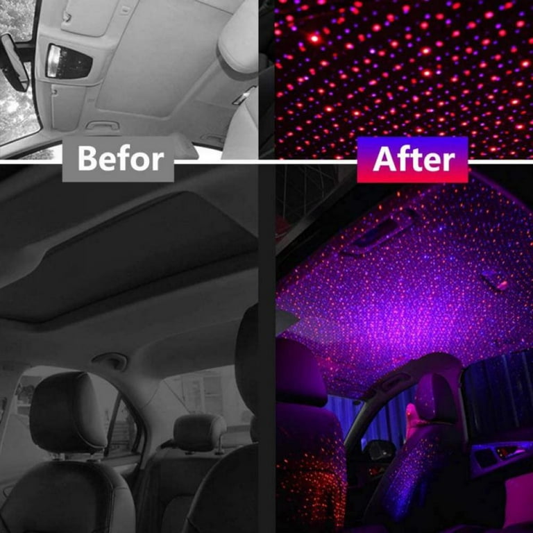 USB Star Night Lights Projector Sound Activated 2 in 1 Interior Car Roof  Lights, Adjustable Romantic Portable Car LED Light Decorations for Car,  Ceiling, Bedroom (Red/Violet ​Blue) 