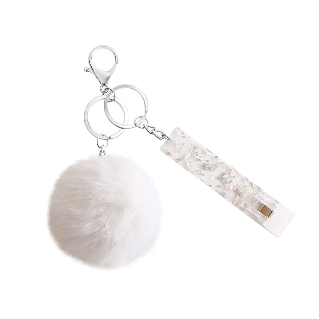 Sonducket Llavero anillo bola de peluche hebilla colgante llavero portátil soporte cartera bolso decoración llavero colgante para niñas Ropa, zapatos y accesorios Miscelánea Blanco Sonducket AP014384-09