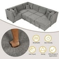 thumbnail image 4 of EUROCO 108.6" U-shaped Sectional Sofa Pull out Sofa Bed, Chenille Sofa Couch with 2 USB Ports, 2 Power Sockets, 3 Back Pillows and a Storage Chaise for Living Room, Light Gray, 4 of 9