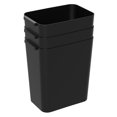 thumbnail image 2 of Idotry 4.5 Gallon Slim Plastic Wastebasket, 3 Pack Rectangular Small Trash Can Wastebasket for Office Bathroom Kitchen, Black, 2 of 8