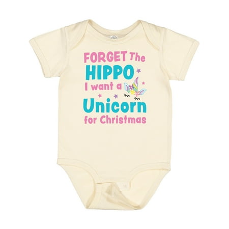 

Inktastic Christmas Forget the Hippo I Want a Unicorn Girls Baby Bodysuit