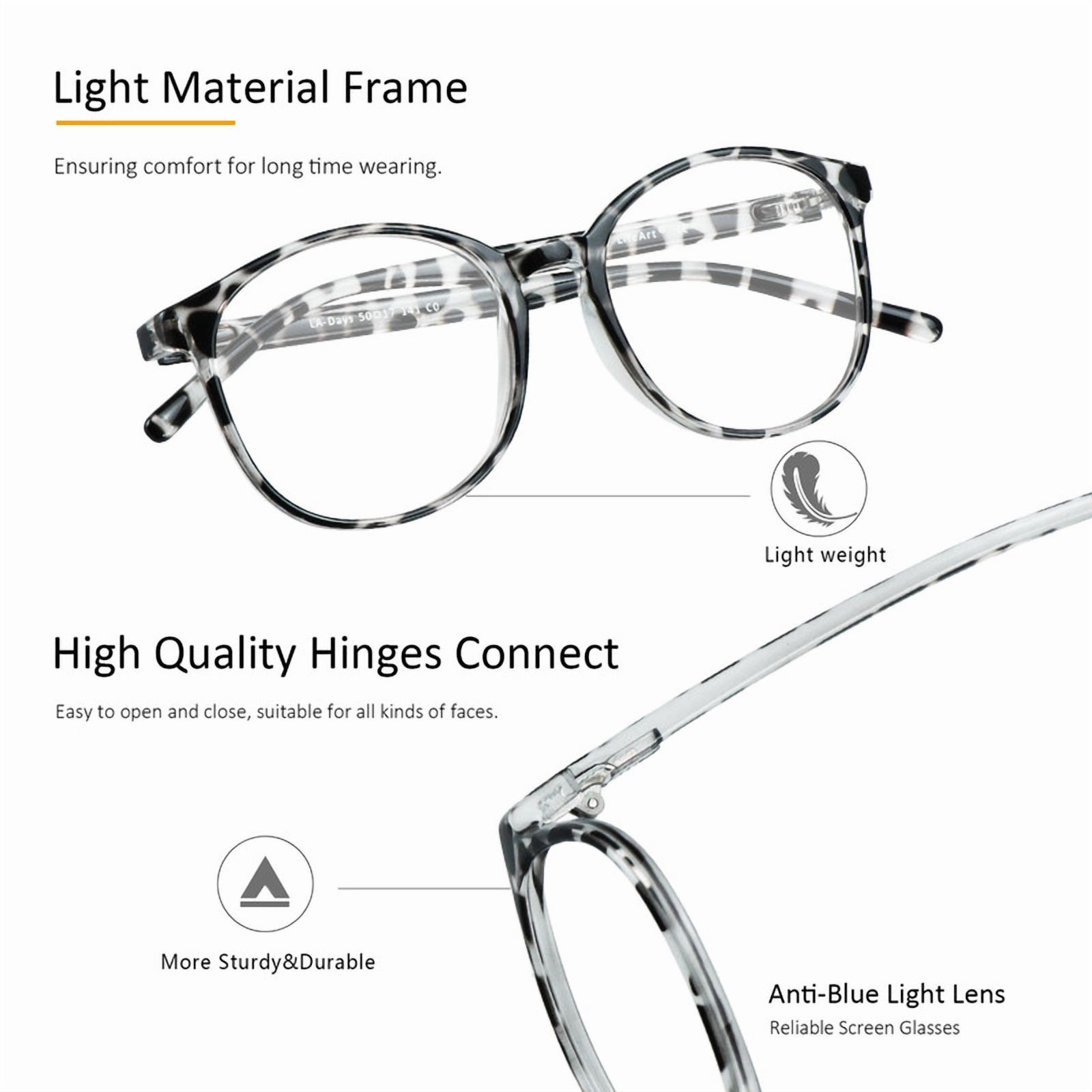 LAMBBAA 6 Pack Reading Glasses, Blue Light Blocking Computer Reading Glasses for Women and Men, Anti Glare Lightweight Readers(Dark tortois,Leopard,Pinkfloral,+0.50)