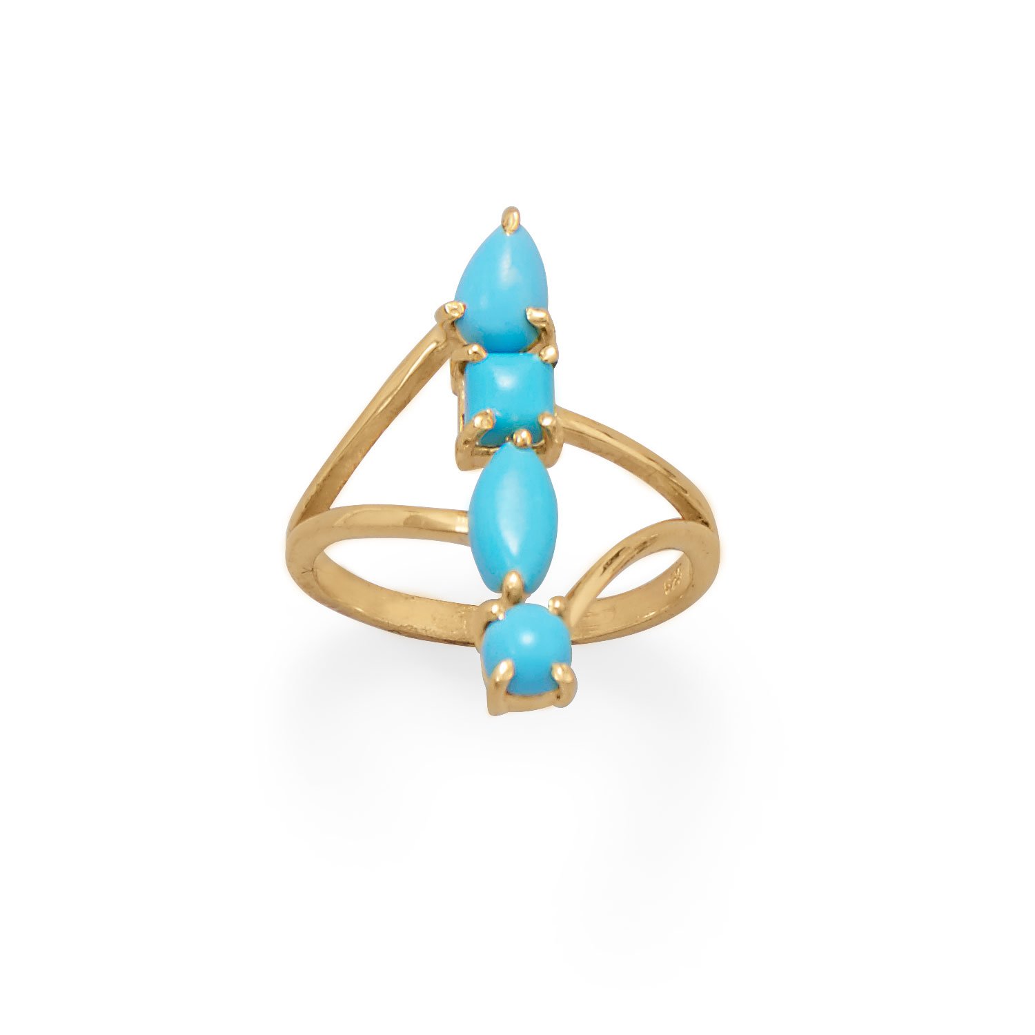 14 Karat Gold Plated Sterling Silver Stacked Synthetic Turquoise Ring 14-karat-gold-plated-sterling-silver-stacked-synthetic-turquoise-ring
