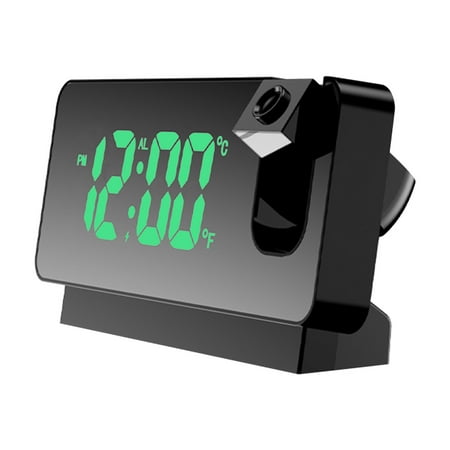 Lingouzi Mirror Projection Clock Led Large Screen Display Mute Creative Electronic Projection Alarm Clock 80° Flip Projection Usb Charging Port & Memory Battery Backup Dual Alarm Clock
