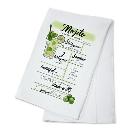 Mojito - Cocktail Recipe - Lantern Press Artwork (100% Cotton Kitchen
