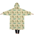 thumbnail image 2 of Oversized Wearable Blanket Hoodie,LightYellow Cartoon Dinosaurs Small Dinosaurs Pattern Sherpa Blanket Hoodie with Super Pockets,Super Warm Fuzzy Pullover for Women & Men, 2 of 6