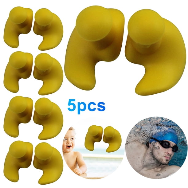1 Par Tapones para Los Oídos Impermeables Silicona Accesorios Natación () Amarillo