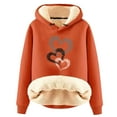 thumbnail image 2 of Njoeus Womens Oversized Hoodies Winter Warm Fleece Sweatshirts Long Sleeve Sherpas Lined Pullover Sweater Heart Printed Fall Outfits Christmas Gifts for Women Orange XL, 2 of 5
