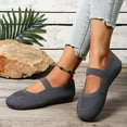 thumbnail image 3 of Womens Ballet Shoes Round Toe Knit Mary Jane Flats Casual Nonslip Walking Shoes Slip on Lightweight Dress Shoes Gray Size 8.5, 3 of 6