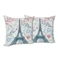 thumbnail image 6 of Ambesonne Paris Throw Pillow Cover 2 Pack, Eiffel Swirling Flowers Heart, 20", Blue and Coral, 6 of 6