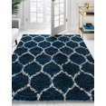 thumbnail image 4 of Unique Loom Trellis Shag Collection Area Rug - Ruby (7' 10" Square Navy Blue/Ivory), 4 of 11