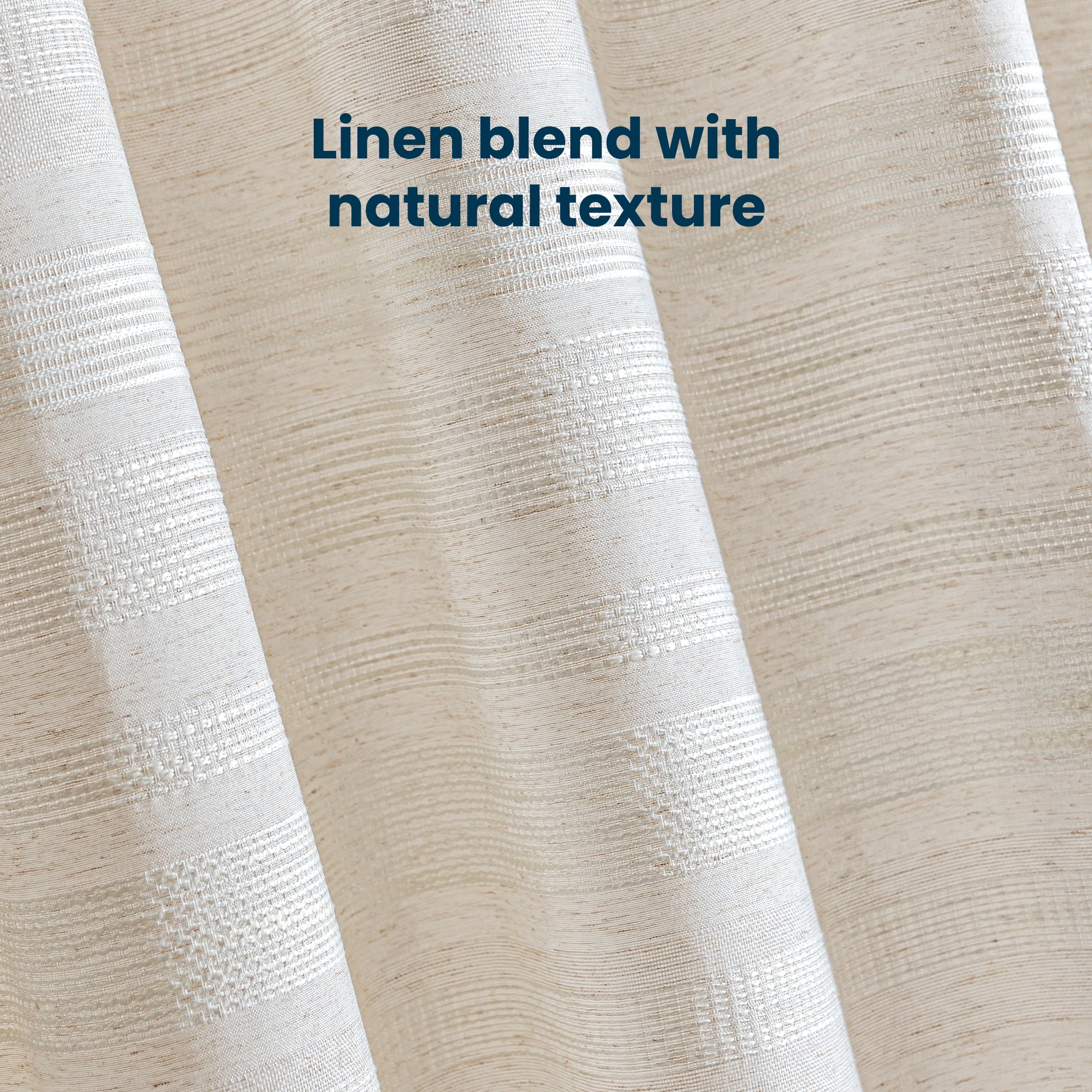 Sleep Zone Jacquard Waffle Shower Curtain, Hotel Textured Linen-Look Waterproof Curtains for Bathroom and Bathtubs, 72" x 72" Ivory White