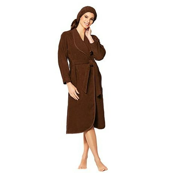 Joy Plush 100% Cotton Robe True Perfection Bleach/Cosmetic-Resistant~Expresso(XL/1X)