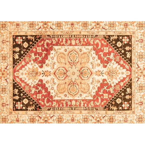 Ahgly Company Indoor Rectangle Abstract Orange Modern Area Rugs, 8' x 10'