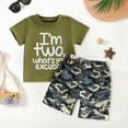 thumbnail image 2 of Toddler Baby Boy Summer Clothes Set 12 18 24 Months 2T 3T 4T 5T Letter Print Short Sleeve T Shirt Elastic Waist Camouflage Shorts 2 Piece Outfits, 2 of 4