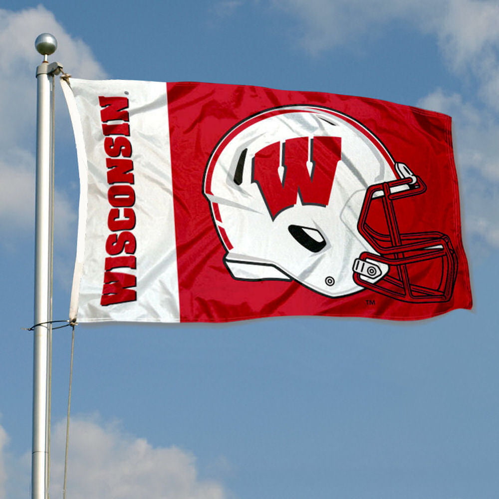 College Flags and Banners Co Wisconsin Badgers Football Helmet Flag 