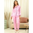 thumbnail image 3 of Conjuntos de pijama para mujer Allegra K Ropa de dormir de manga larga con botones Traje de noche suave Rosa XL, 3 of 6