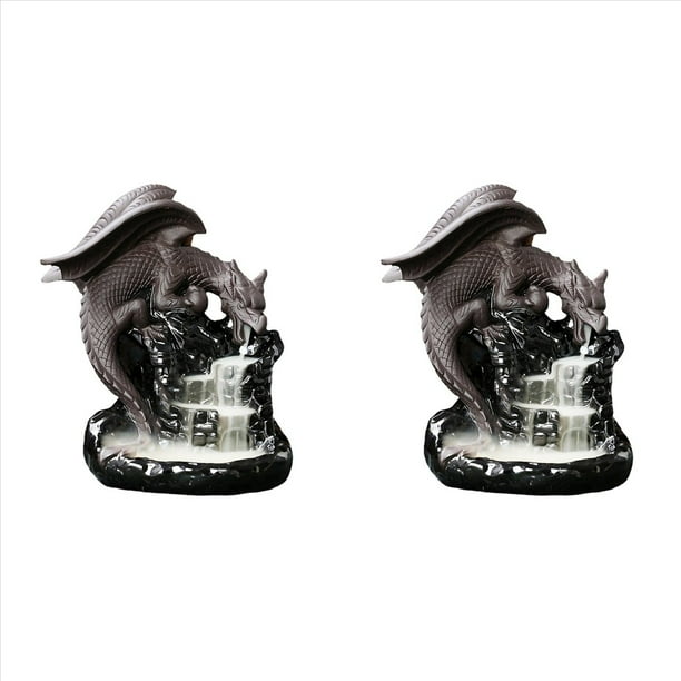 2X Dragón Decoración Cascada Incienso Cono Soporte Censer Encensoir Palnik Incienso Meditación Reflujo Incensario