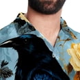 thumbnail image 5 of Crow Men's Casual Poplin Button Down Short Sleeve Hawaiian Beach Shirt, 5 of 6