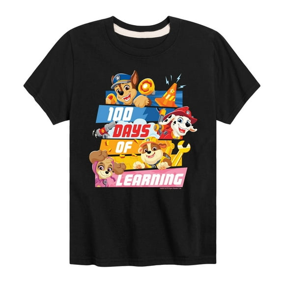 Paw Patrol - 100 Days Of Learning - Toddler & Youth Short Sleeve Graphic T-Shirt