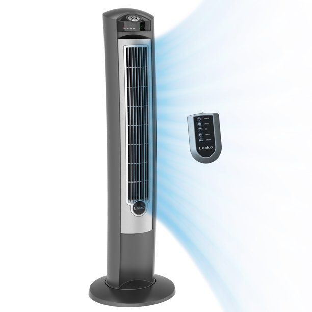 Lasko 42" Wind Curve Tower Fan with Ionizer and Remote, 2551, Silver