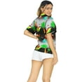 thumbnail image 4 of HAPPY BAY Women's Beach Funny Santa Claus Party Blouse Flamingo Shirt Tops Short Sleeve Hawaiian Christmas Tree Shirts for Women XL Santa Surf, Black, 4 of 7