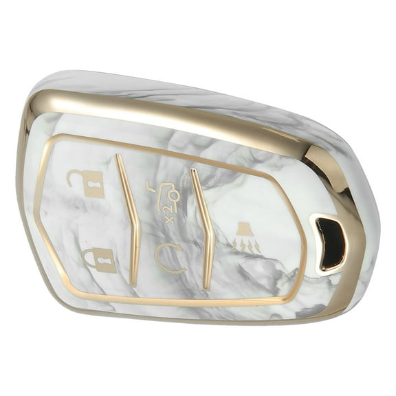 Unique Bargains Key Fob Cover for Cadillac Escalade ATS 5 Button TPU Gray Remote Keyless Smart Key Fob Case Protection