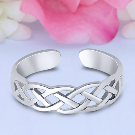 3mm Celtic Design Toe Band Ring 925 Sterling Silver Thin Adjustable Stylish Rings For Women