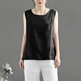 thumbnail image 5 of WULMLEO Crewneck Linen Tank Tops for Women Fashion Sexy Sleeveless Cotton Linen Tunic Tops Comfy Basic Tee Casual Cami Shirt Black M, 5 of 5