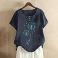 thumbnail image 2 of Camisas de Manga Corta para las Mujeres, Blusa de Botón de Impresión Casual con Cuello Redondo Hecha de Tela Suave Transpirable para Verano Primavera, Blusas de Manga Corta para las Mujeres, 2 of 4