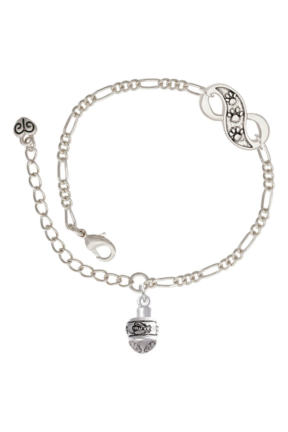 Silvertone Napoleon's Bee Spinner Silver-tone Paw Infinity Link Chain Bracelet, 6"+2" Extender