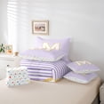 thumbnail image 6 of Feelyou Cartoon Initial Letter Bedding Comforter Set 7 Pieces, Kawaii Monogrammed M Full Bedding Set, Dreamy Purple Stripes Reversible Fitted Sheet Flat Sheet, Super Cozy Room Decor, 6 of 8