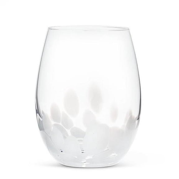 MDR Trading Inc. UNBT-01126 White Fused Dots Stemless Wine Drinking Glass