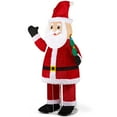 thumbnail image 3 of Tcbosik Pre-Lit 6FT Santa Claus with 180 LED Lights, Shimmering Fabric, Holding Christmas Tree – Outdoor & Indoor Holiday Décor (Red), 3 of 8