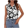 thumbnail image 3 of HADST Women's Sleeveless Collared Button-Down Blouse, Casual Striped Print Shirt, Summer Top for Daily Wear and Office, 3 of 6