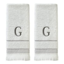 SKL Home Casual Monogram Hand Towel (2-Pack), "G", White