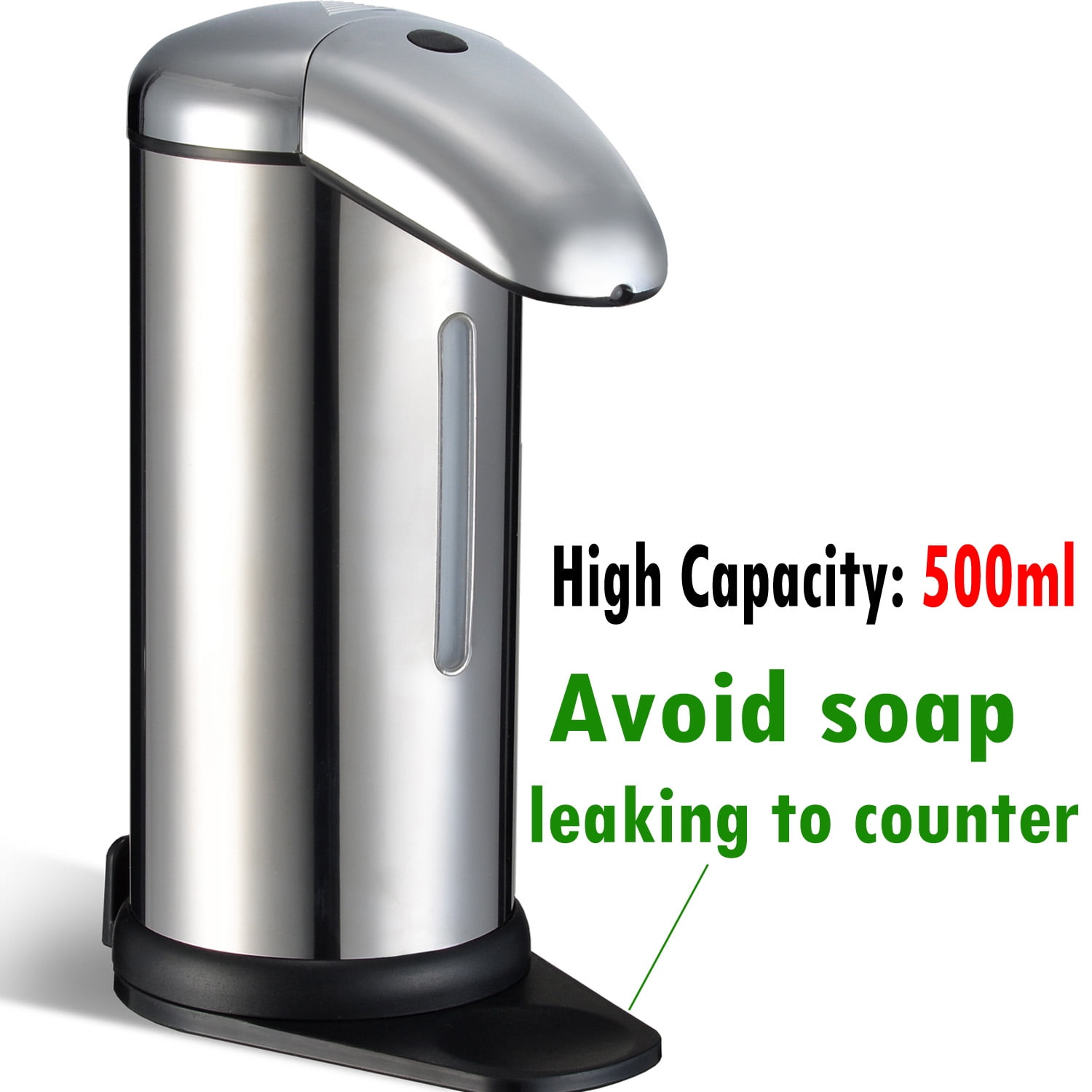 500ml Kitchen Automatic Hand Sensor Brushed Nickel Soap Dispenser Deck Mount 