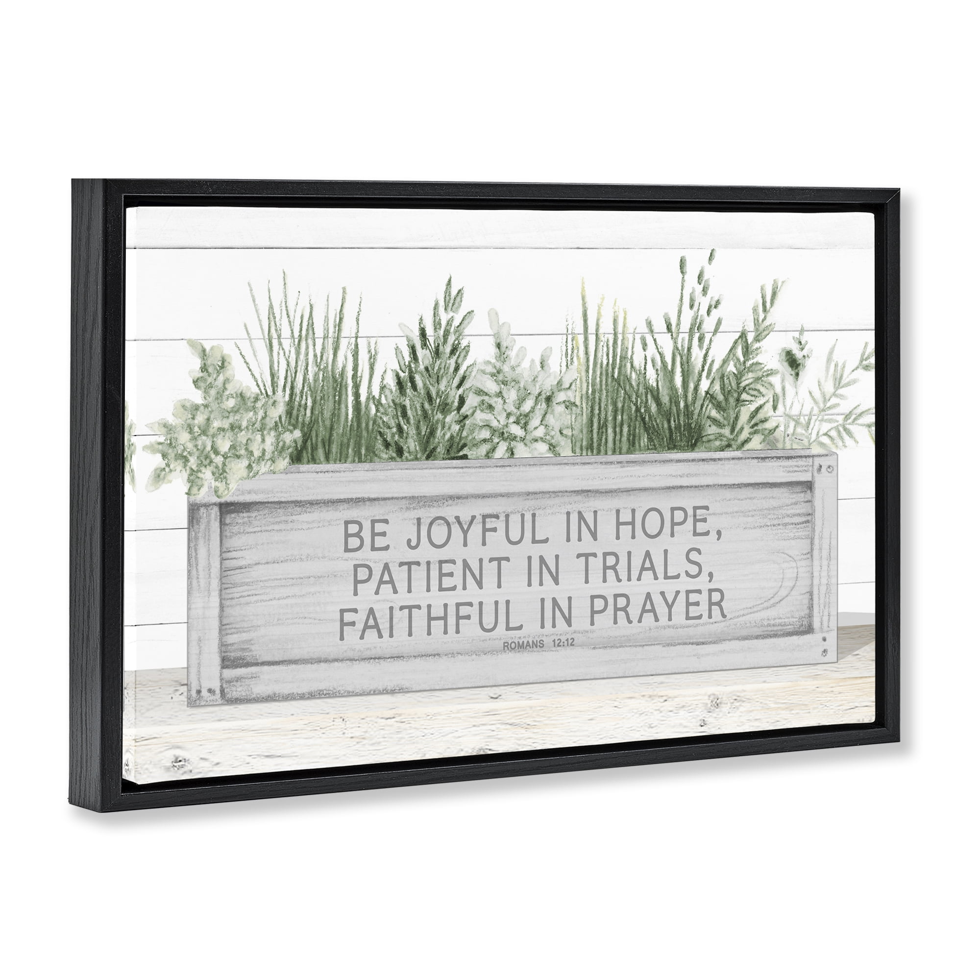 Stupell Industries Be Joyful Flower Box Black Framed Floater Canvas Wall Art, design by Janice Gaynor