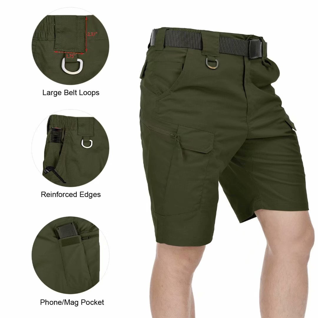 HARD LAND Men’s 8.5 Inches Stretch Tactical Cargo Shorts Waterproof Work Shorts Ripstop Elastic Waist Hiking