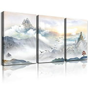 mountain Landscape Abstract painting Canvas Wall Art for living room bathroom Wall Decor for bedroom kitchen artwork Canvas Prints 3 Pieces Modern framed office Home decorations watercolor picture