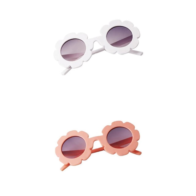 2 gafas de sol redondas con diseño de flores para bebés y niños, con protección UV400, suaves y cómodas. BLANCO + Luz
