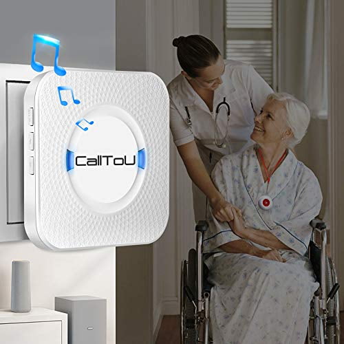 CallToU Wireless Caregiver Pager Call System 3 SOS Call Buttons/Transmitters 3 Receivers Nurse Calling Alert Patient Help System for Home/Personal Attention Pager 500+Feet Plugin Receiver Alert 